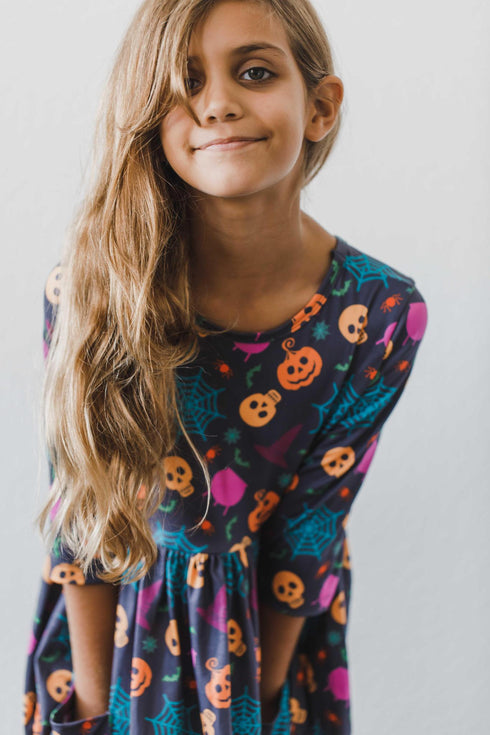 skeleton-web-3-4-sleeve-pocket-twirl-dress Mila &  Rose - Sophia's Style--3T--4